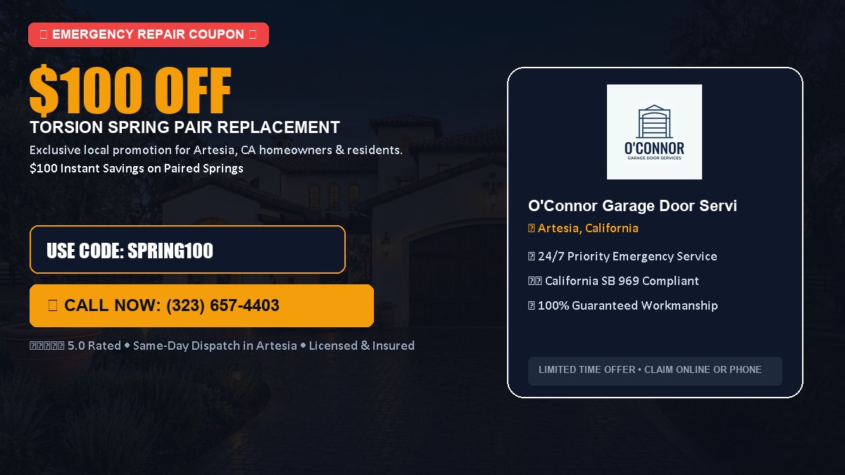 $100 OFF Heavy-Duty Torsion Spring Pair Replacement in Artesia, CA